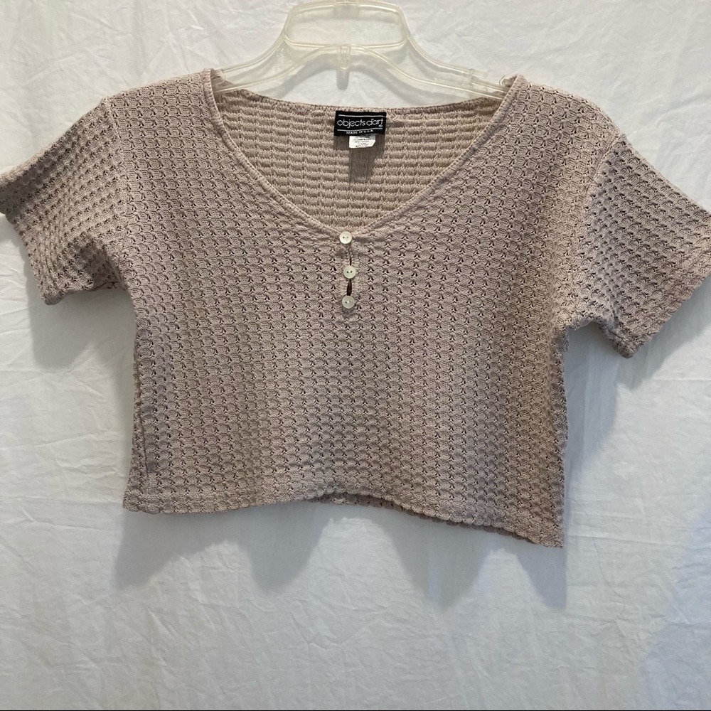 Crop knitted short sleeve top